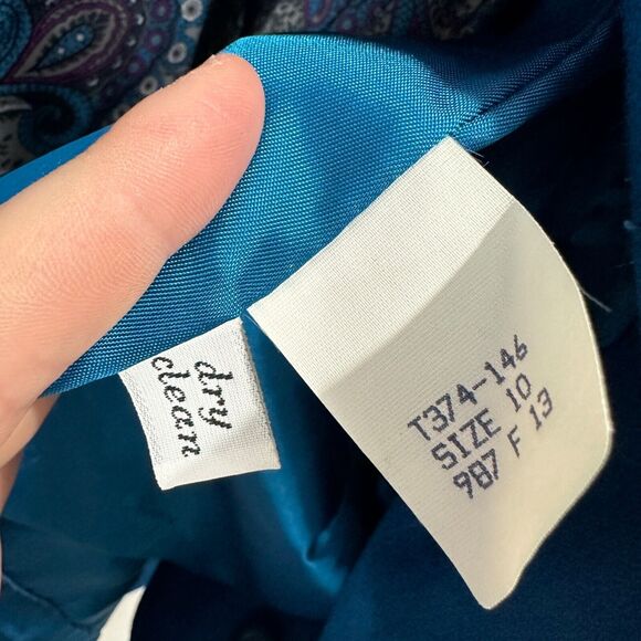 Vintage Pendleton Women's 10 Blazer Skirt Blouse Suit Set Blue Wool USA Made - Picture 9 of 15